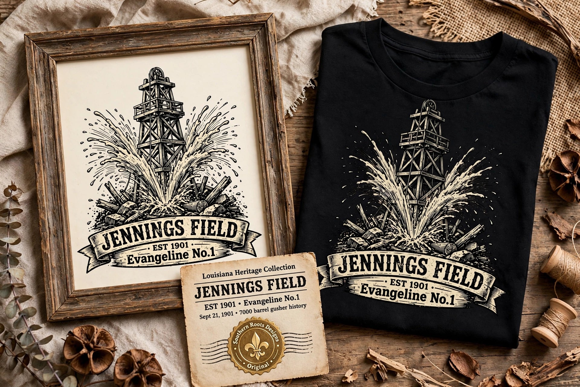 Louisiana Heritage Collection - Evangeline fields - history and tee shirt