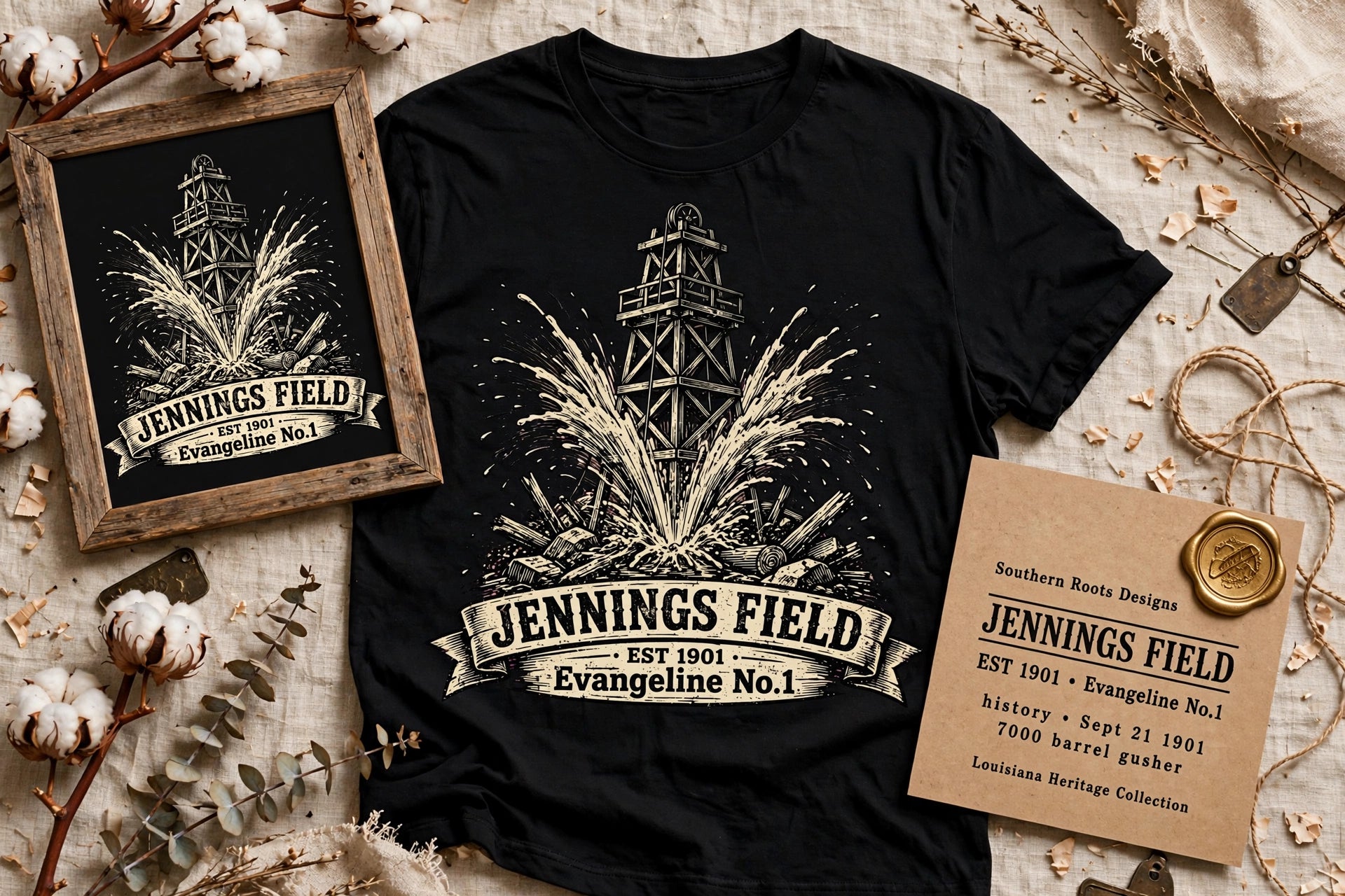 Louisiana Heritage Collection - Evangeline fields - history and tee shirt
